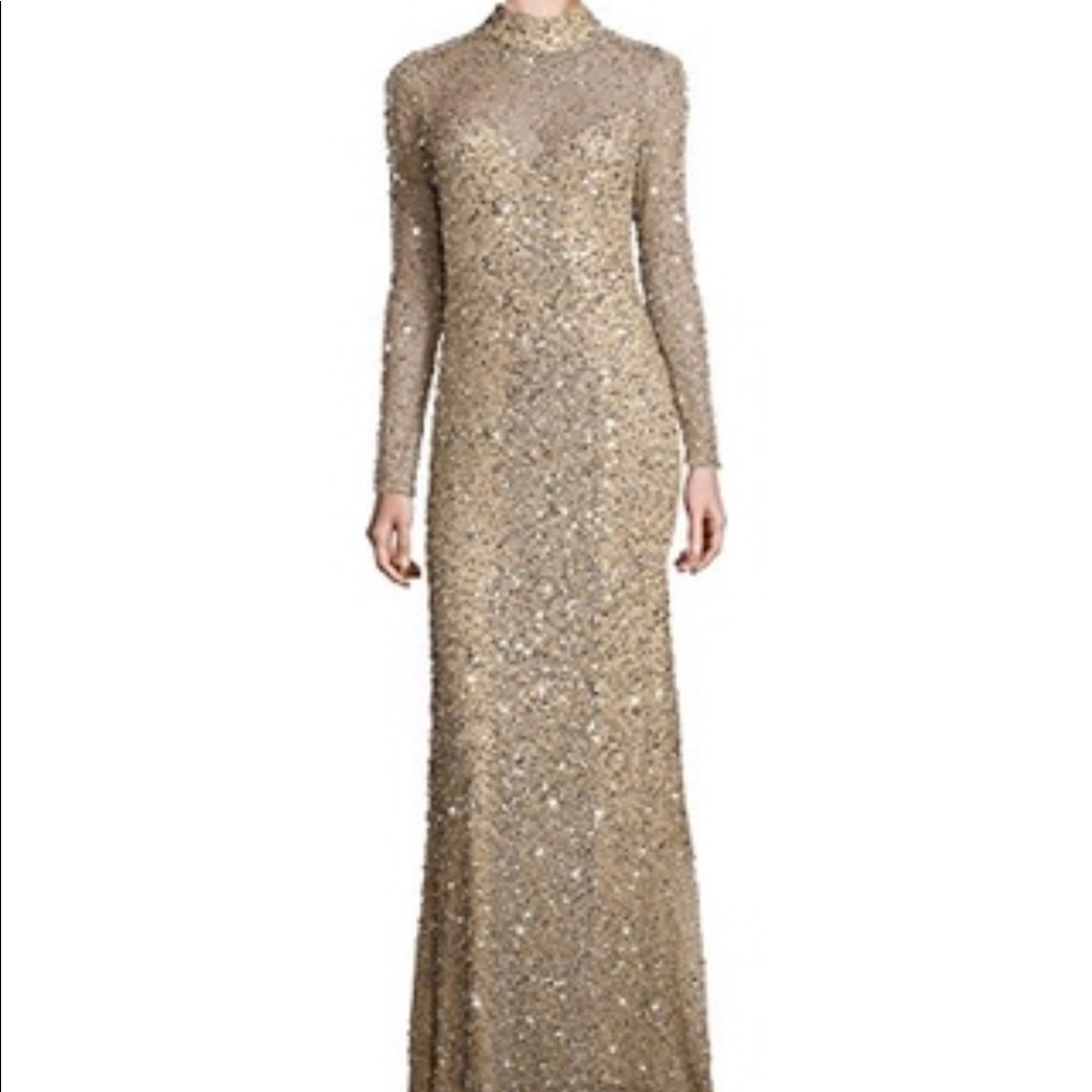 Parker Black Leandra sequin gown, silver, size 8